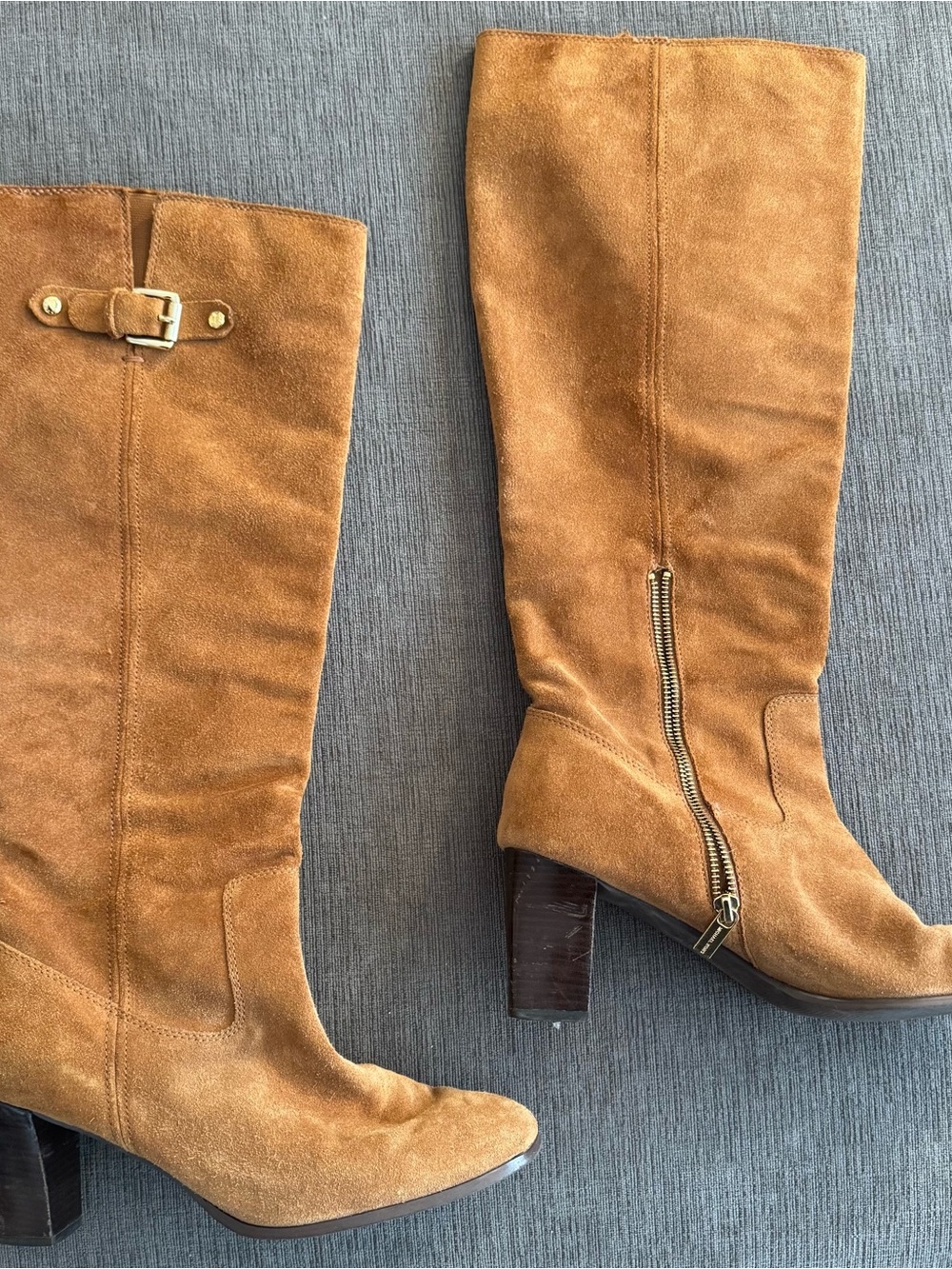 Michael Kors Tall Suede Burke Knee Boots in Luggage Camel Brown Leather